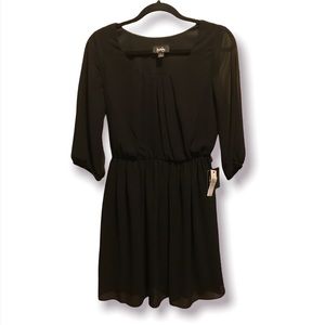 Black 3/4 Sleeve Chiffon Dress By & By
